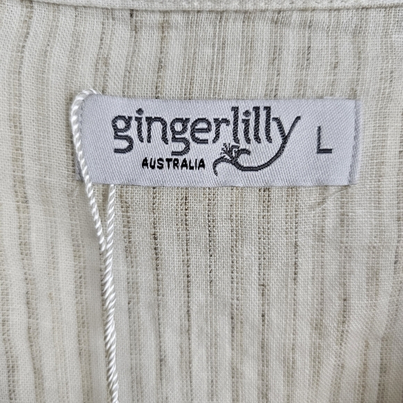 Gingerlilly Australia Linen Blend Striped Lagonlook Shirt NWT - Picture 3 of 11